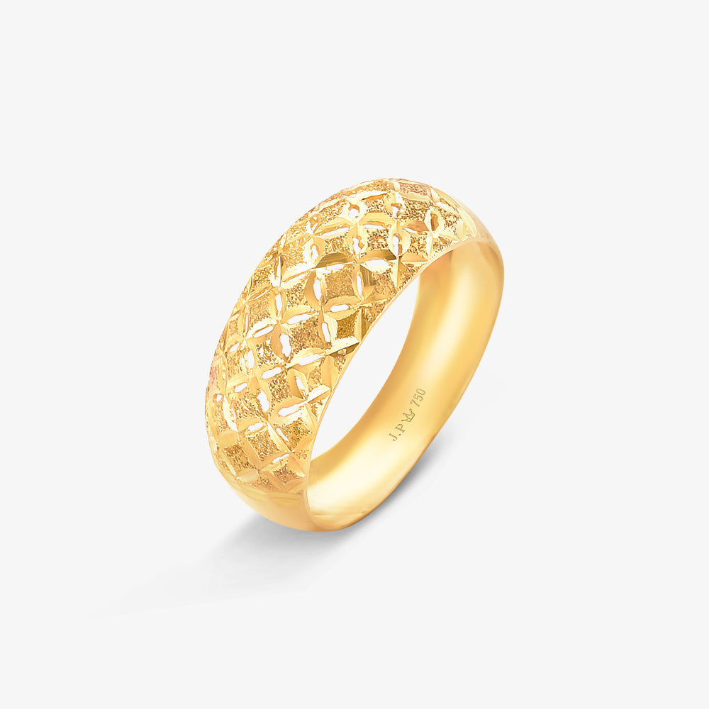 Anel Estamparia Losango Tricolor em Ouro Amarelo 18K