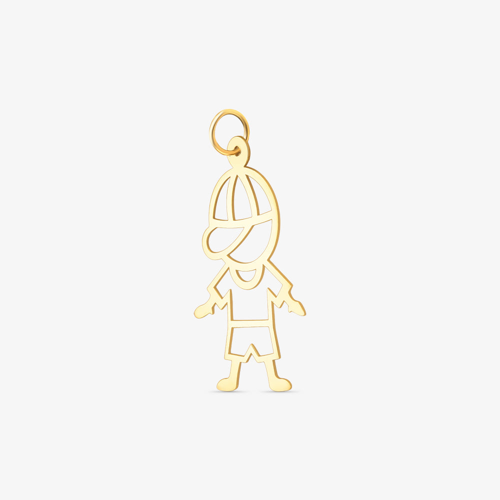 Pingente Menino Vazado com Boné em Ouro Amarelo 18K