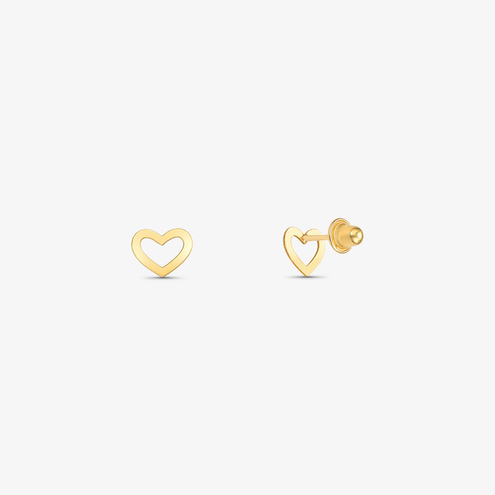 Brinco Coração Vazado M em Ouro Amarelo 18K