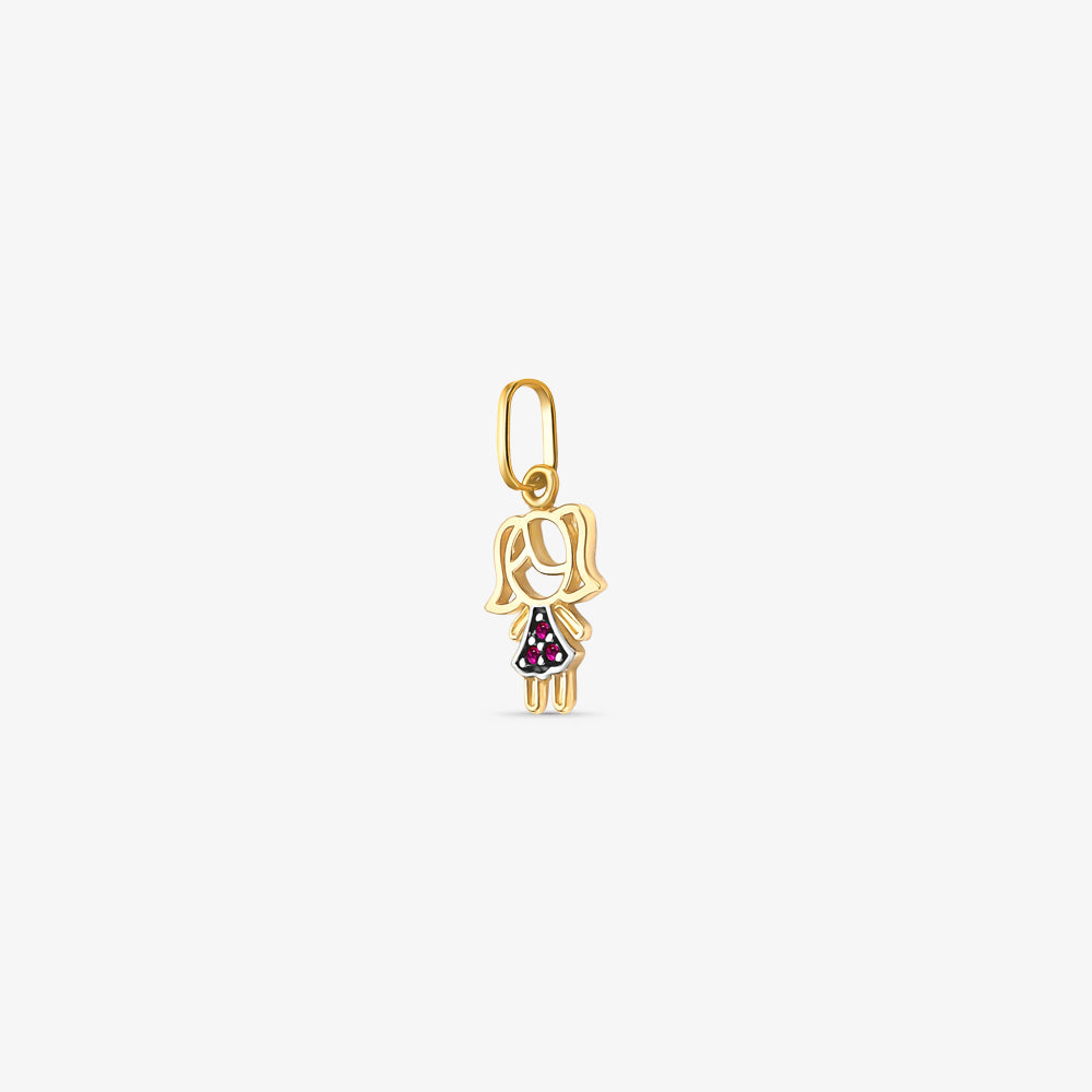 Pingente Menina com Zirconia em Ouro Amarelo 18K