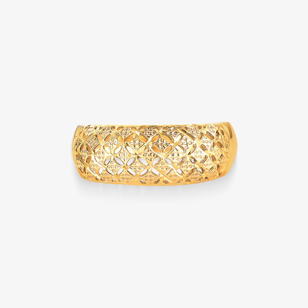 Anel Estamparia Vazado em Ouro Amarelo 18K