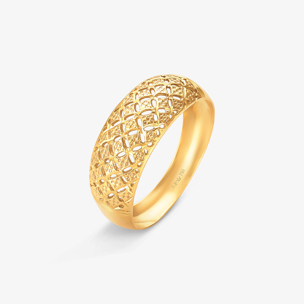 Anel Estamparia Vazado em Ouro Amarelo 18K