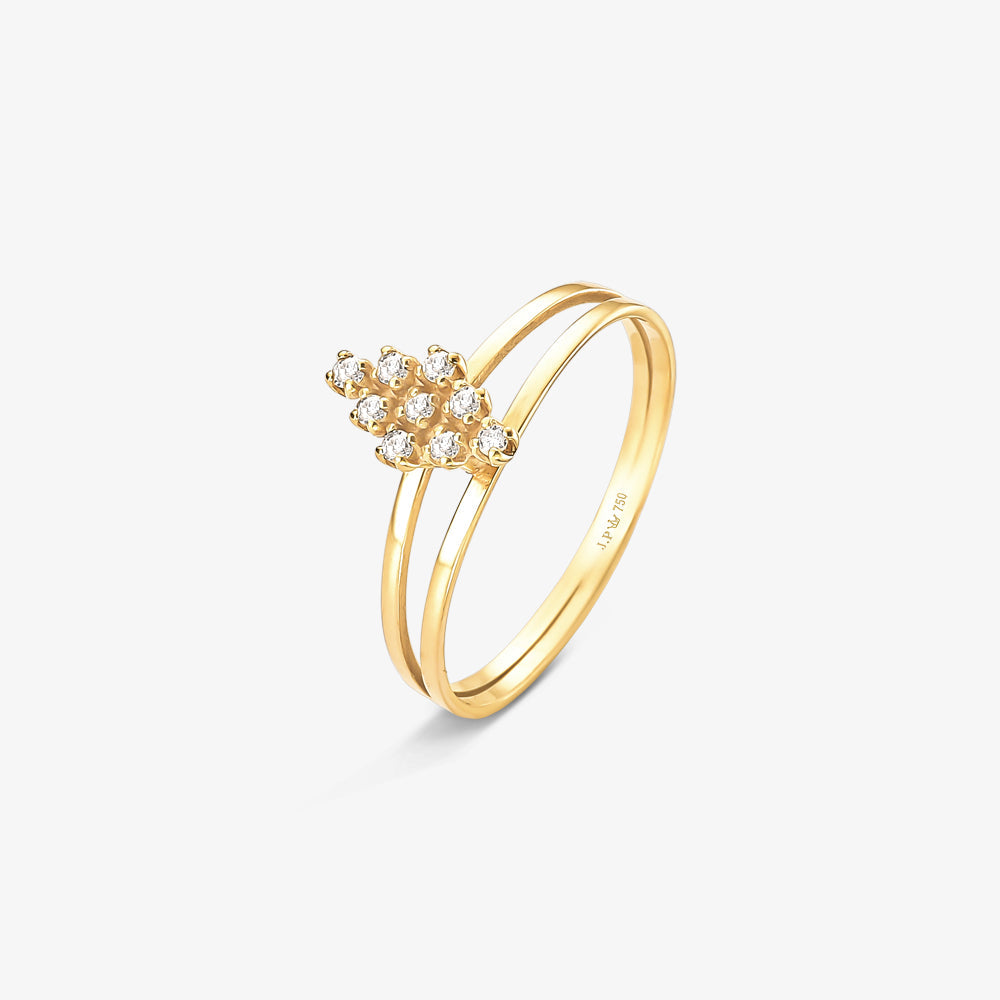 Anel Charm Meia Aliança com Diamantes em Ouro Amarelo 18K