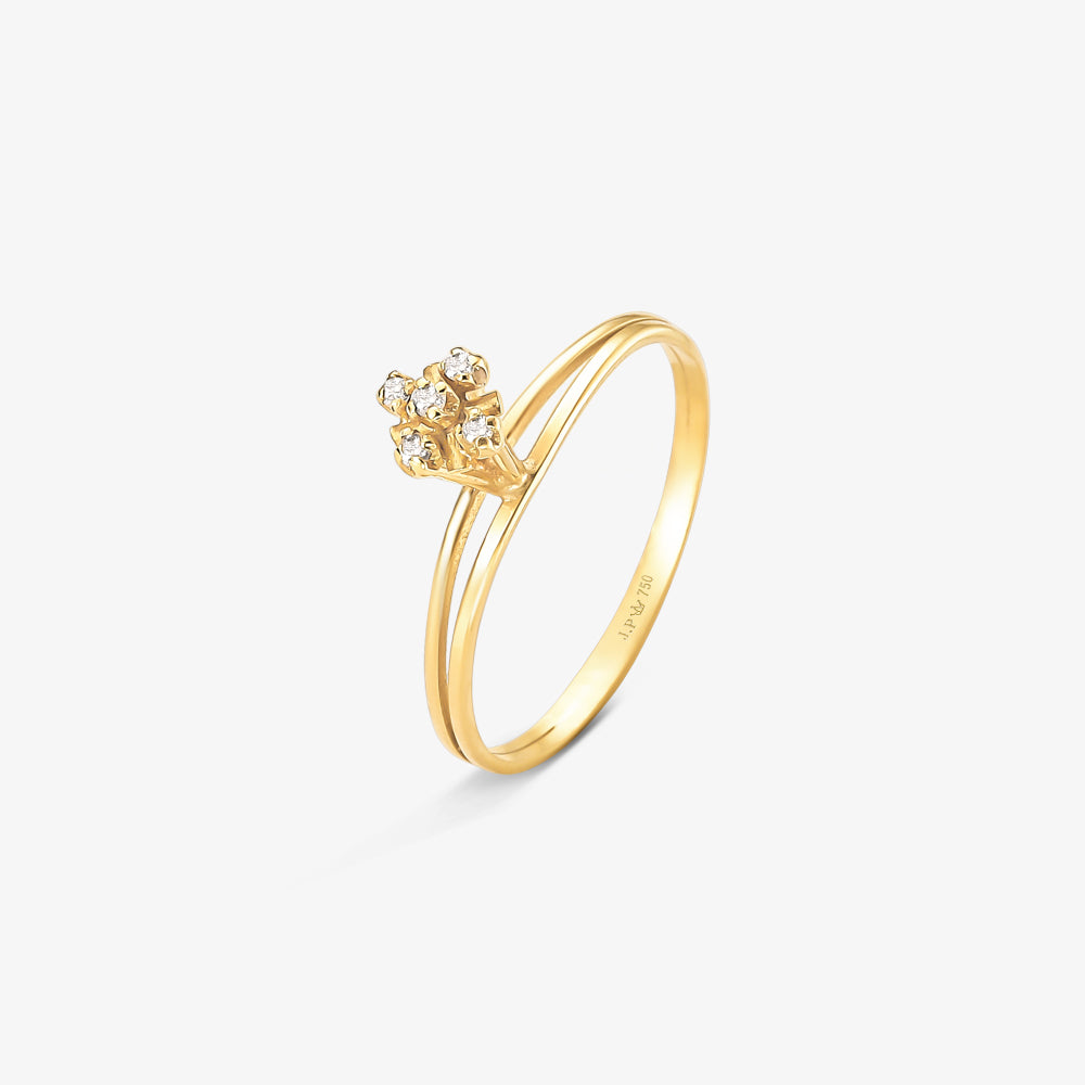 Anel Meia Aliança Vida com Diamantes em Ouro Amarelo 18K