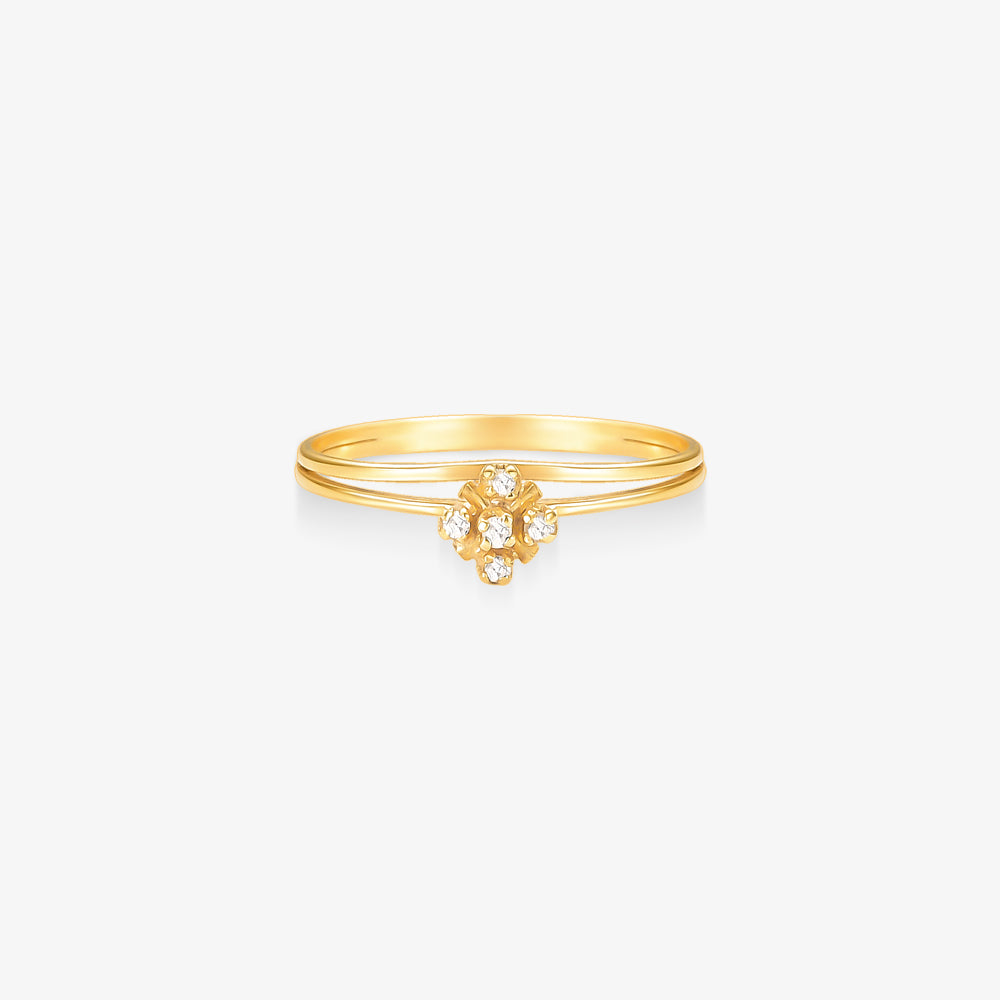 Anel Meia Aliança Vida com Diamantes em Ouro Amarelo 18K