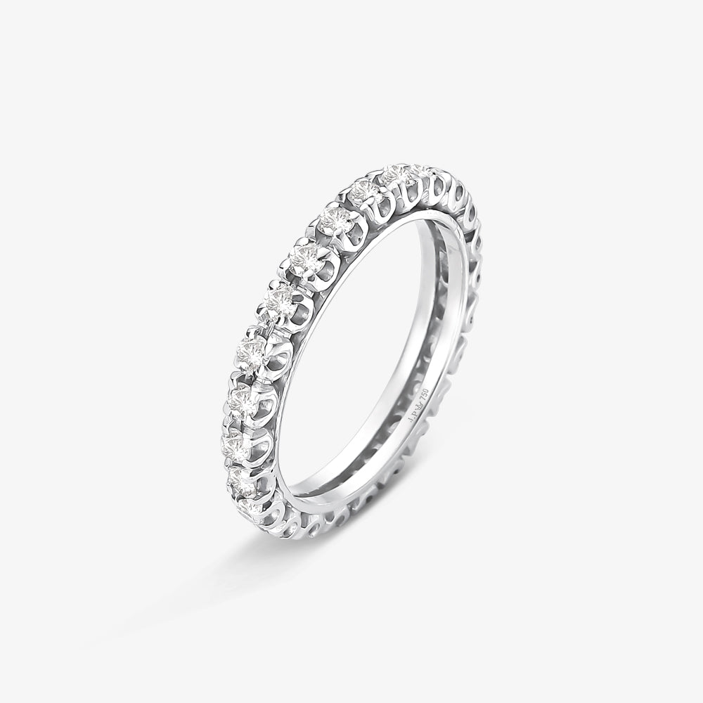 Anel Royale Meia Aliança com Diamantes em Ouro Branco 18K