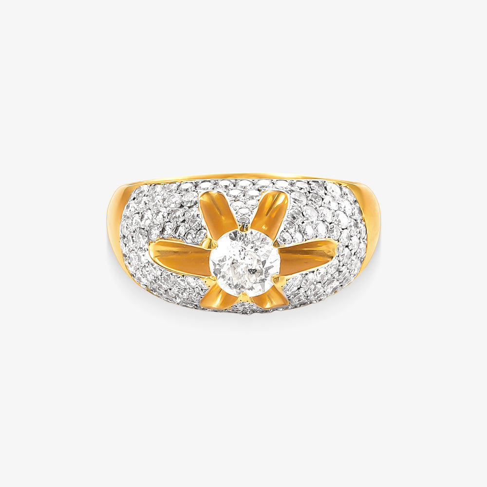 Anel Majestade com Diamante em Ouro Amarelo 18K