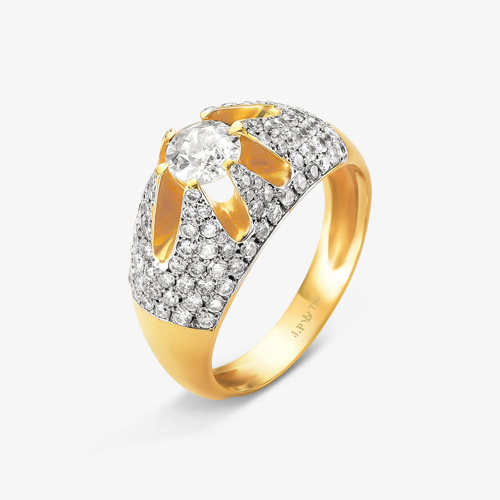 Anel Majestade com Diamante em Ouro Amarelo 18K