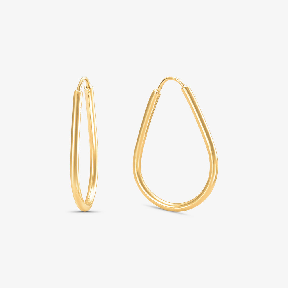 Brinco Argola Fio Redondo Pera em Ouro Amarelo 18K