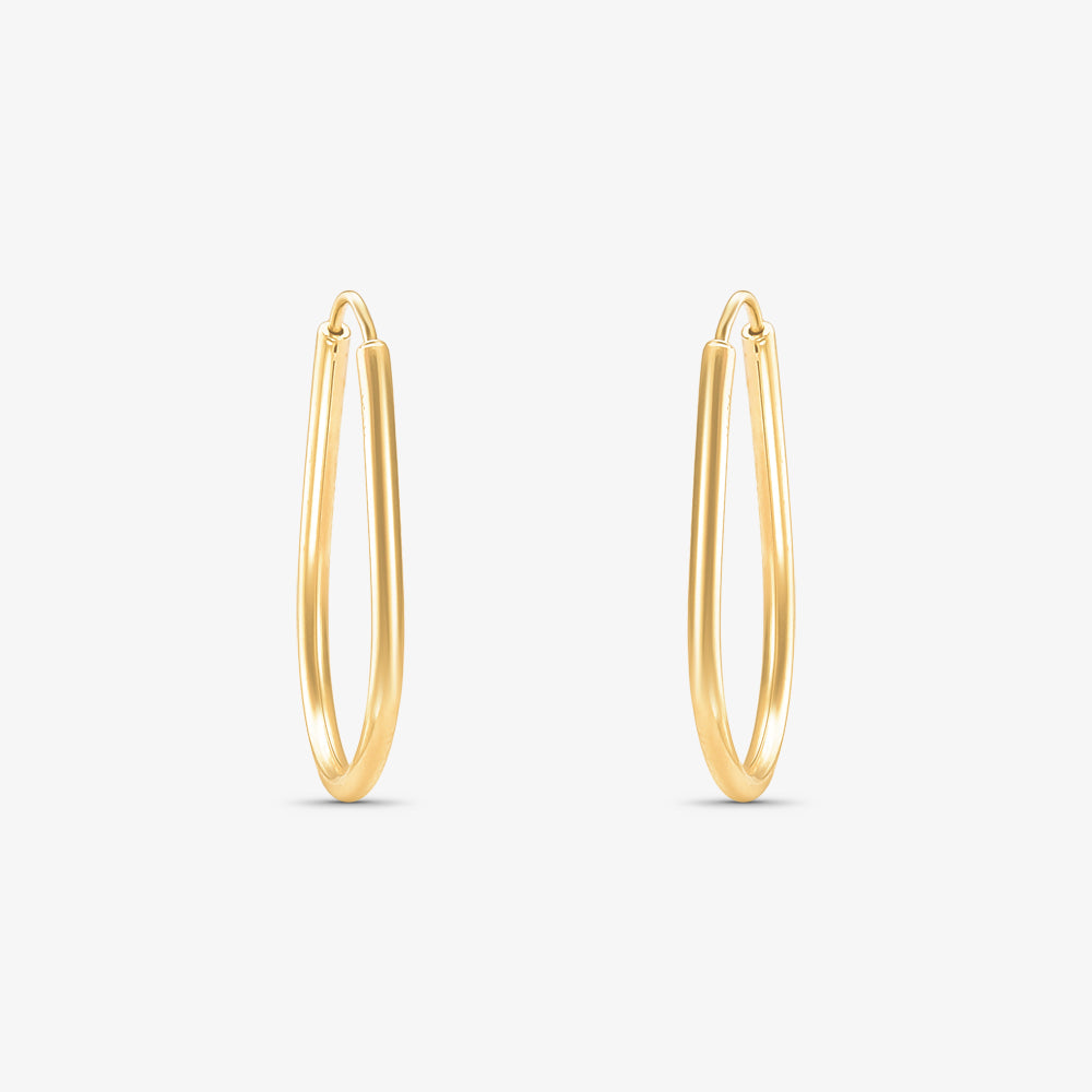 Brinco Argola Fio Redondo Pera em Ouro Amarelo 18K