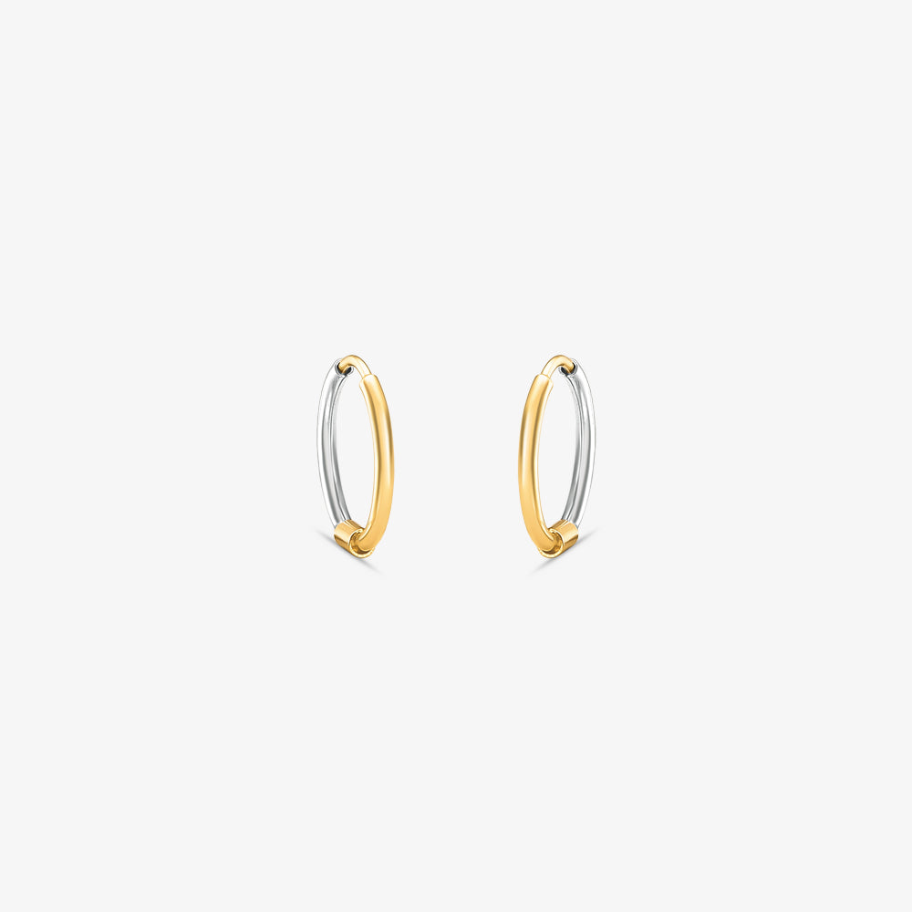 Brinco Argola Fina Redonda Bicolor em Ouro 18K