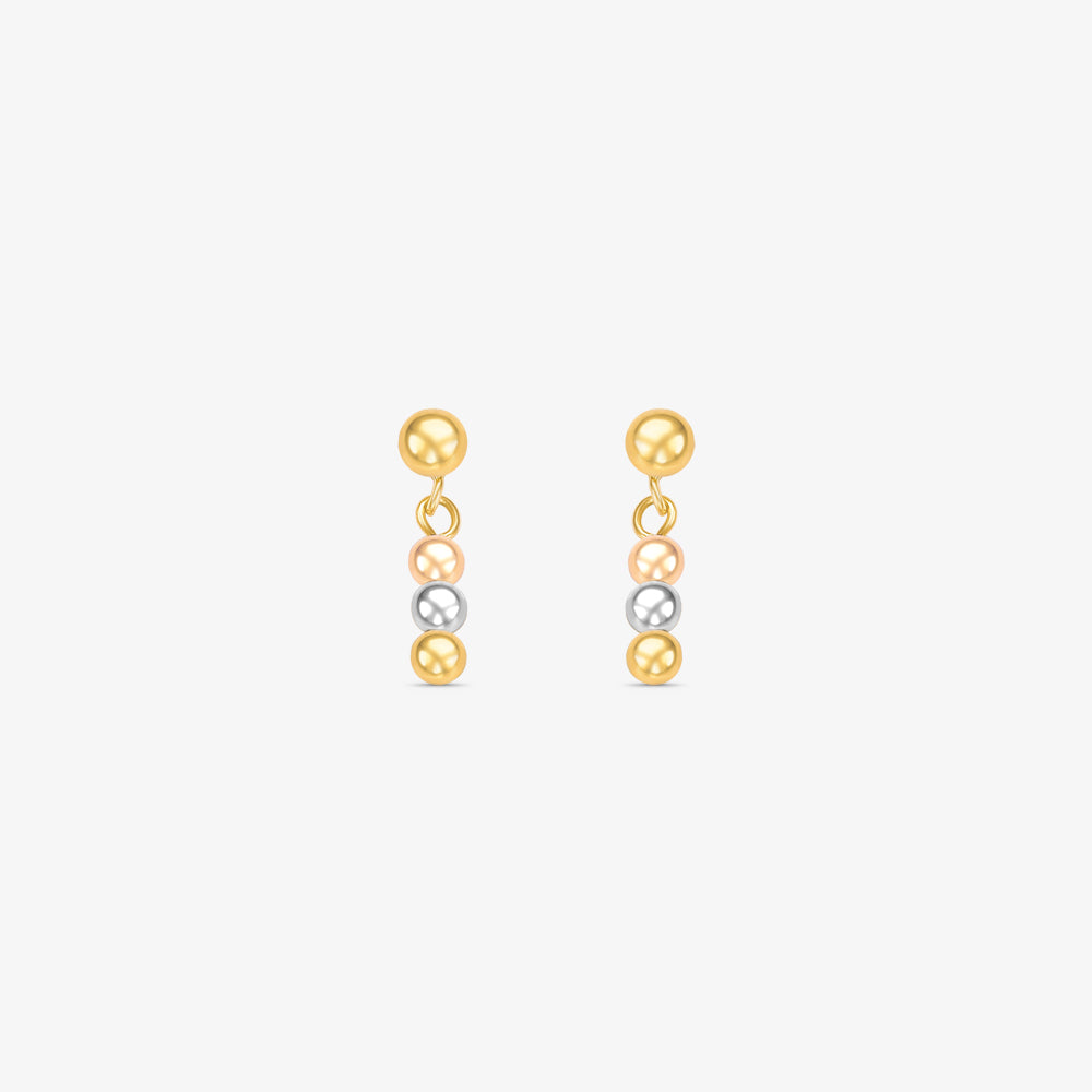 Brinco Bola Tricolor em Ouro 18K