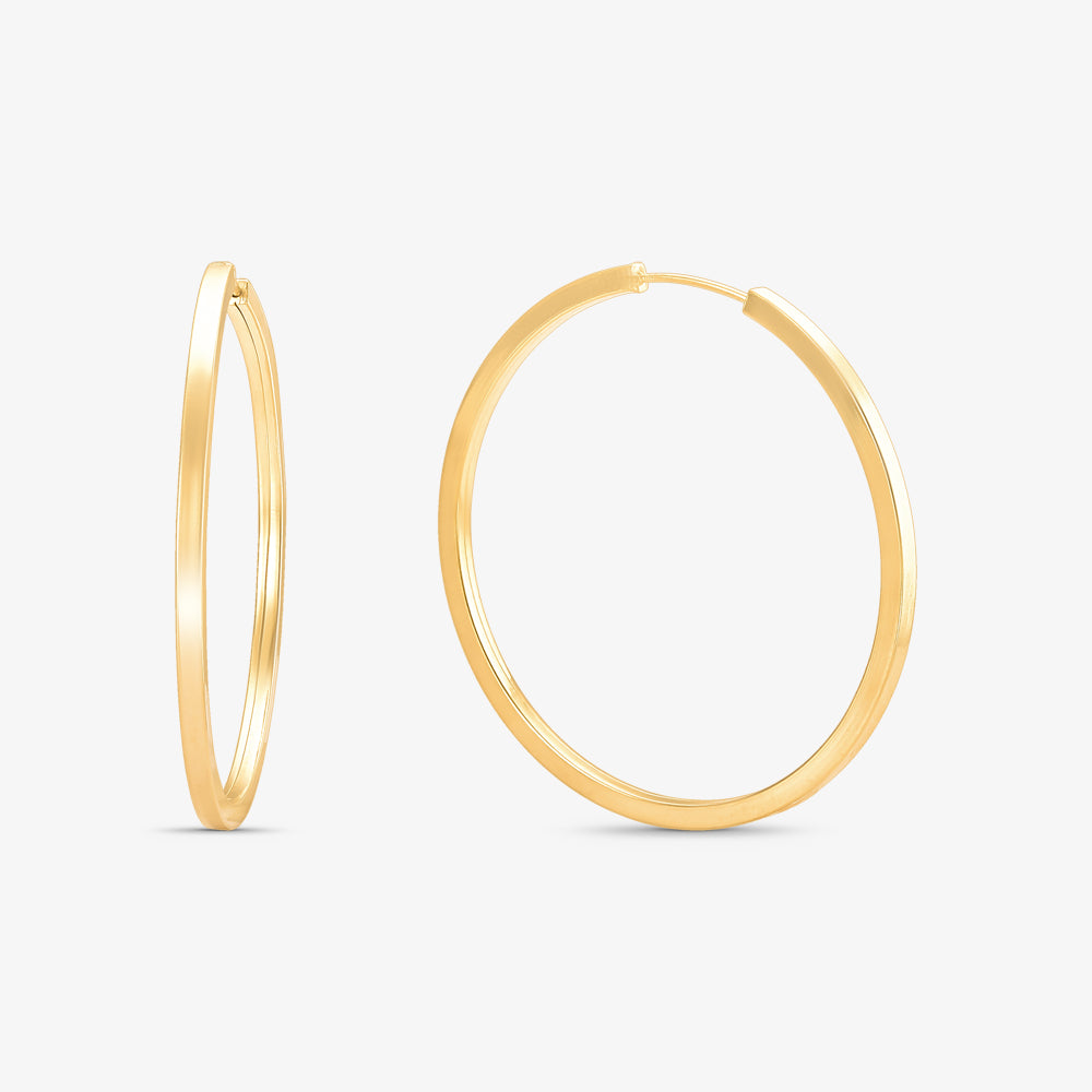 Brinco Argola Redonda Fio Quadrado em Ouro Amarelo 18K