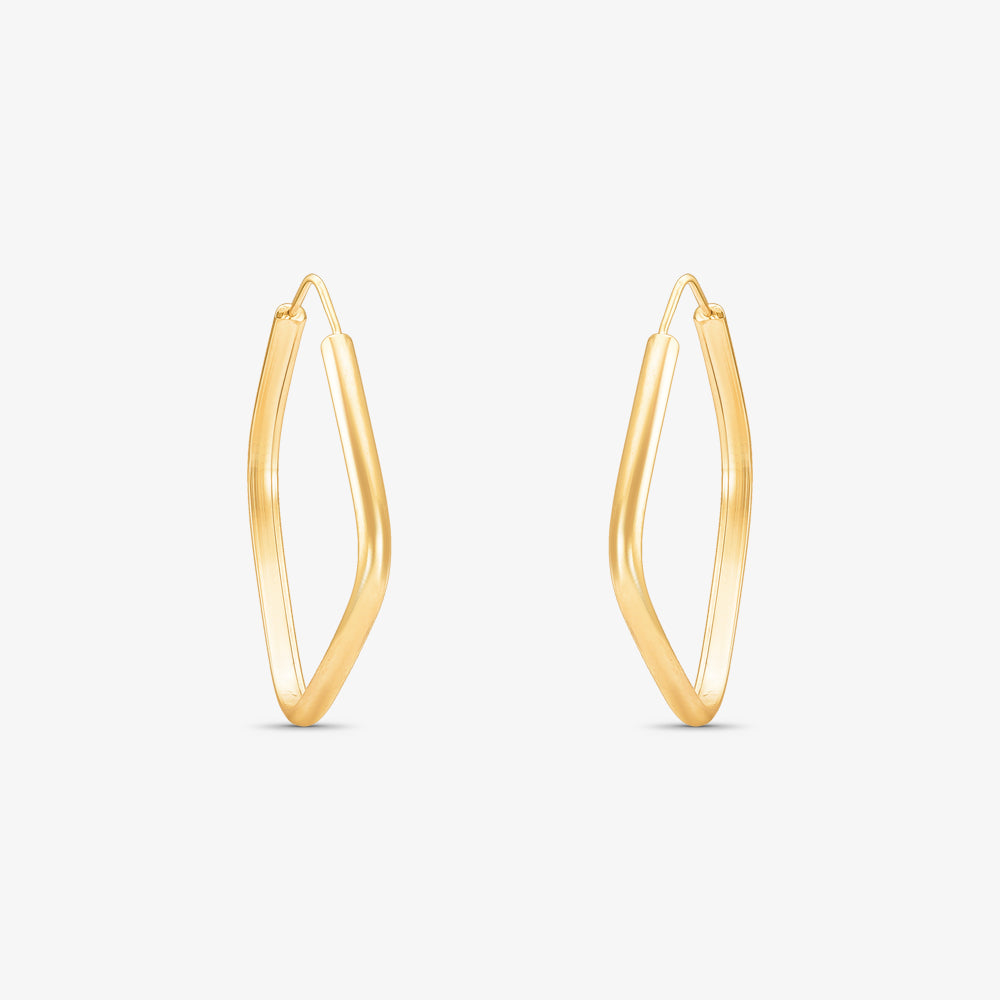 Brinco Argola Fina Meia Cana em Ouro Amarelo 18K