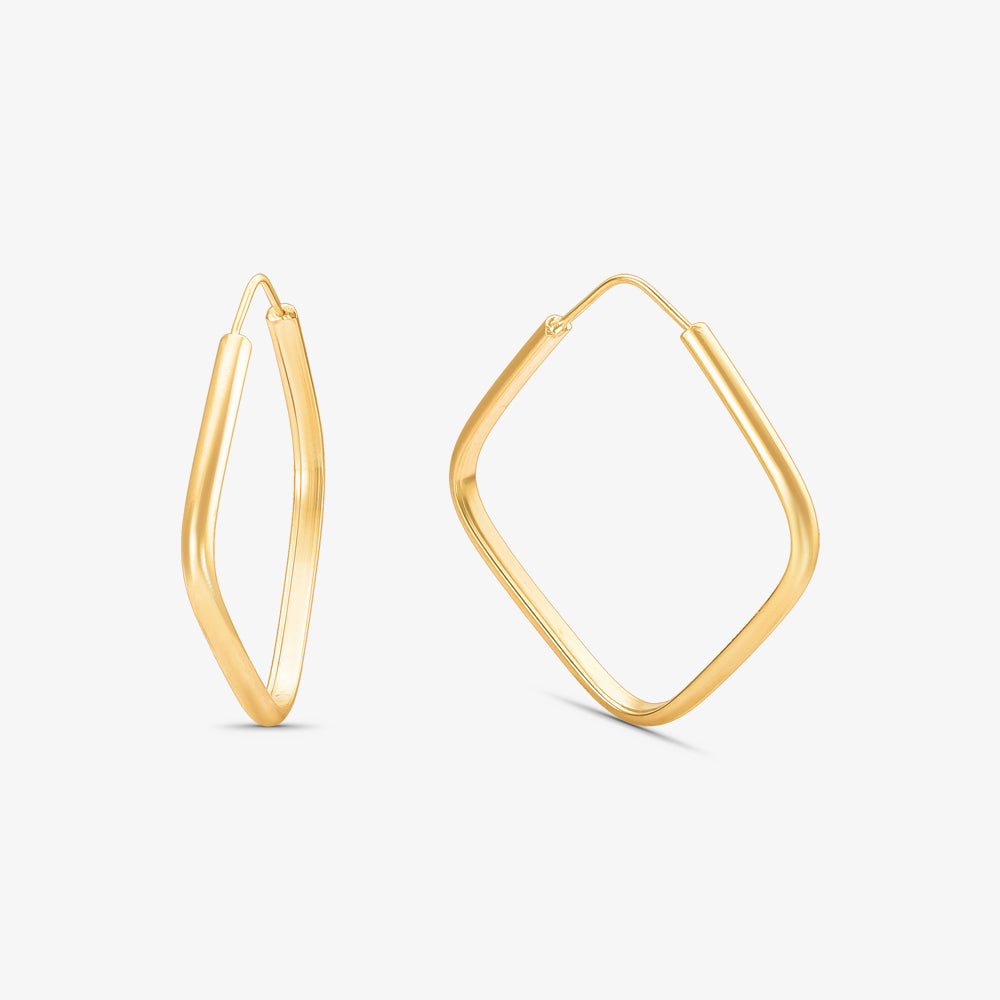 Brinco Argola Fina Meia Cana em Ouro Amarelo 18K