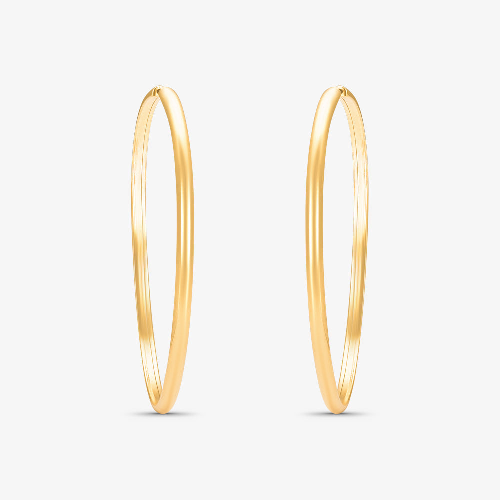 Brinco Argola Redonda Fio Meia Cana em Ouro Amarelo 18K