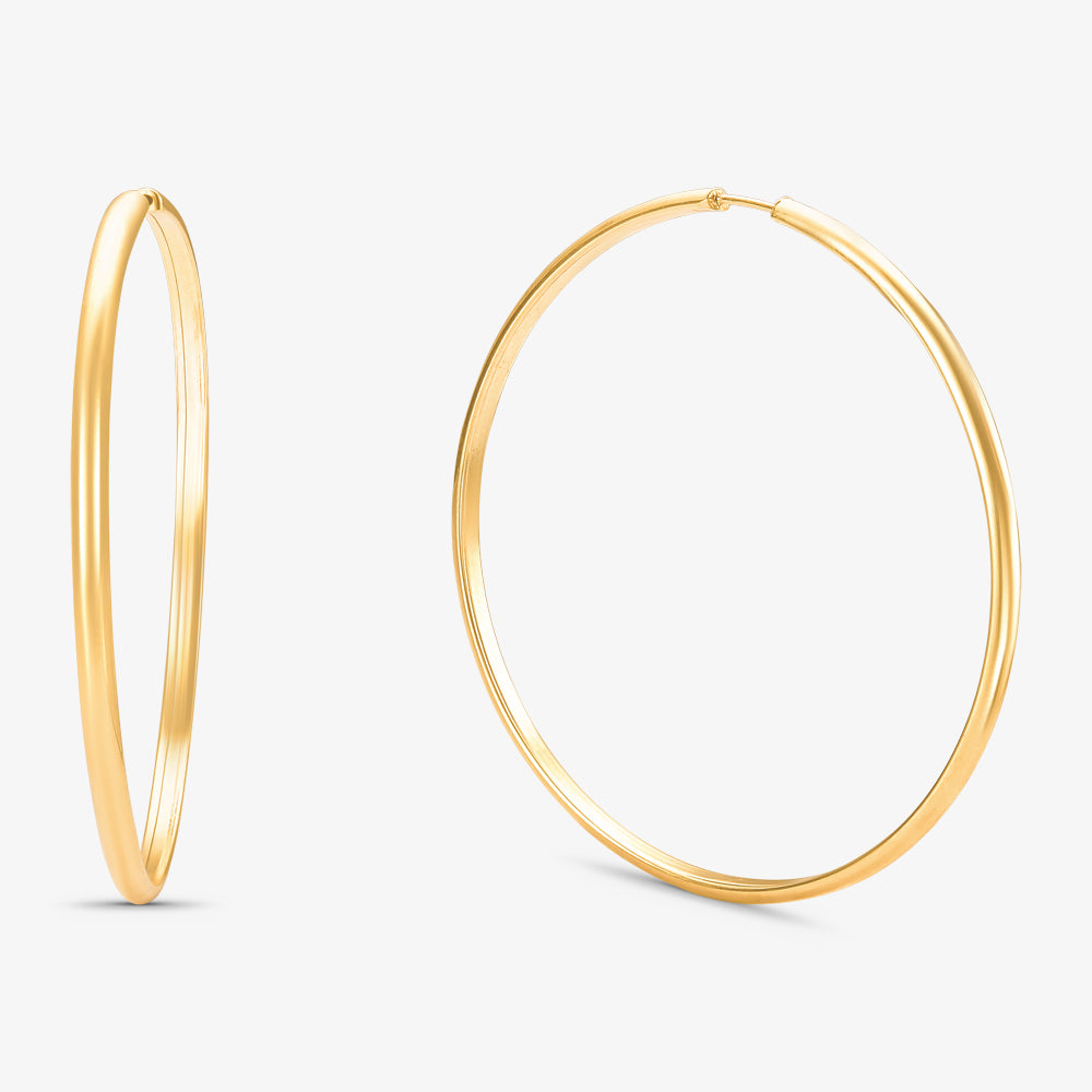 Brinco Argola Redonda Fio Meia Cana em Ouro Amarelo 18K