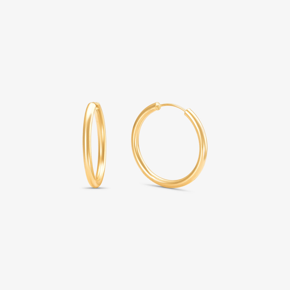 Brinco Argola Redonda Fio Redondo Cana em Ouro Amarelo 18K