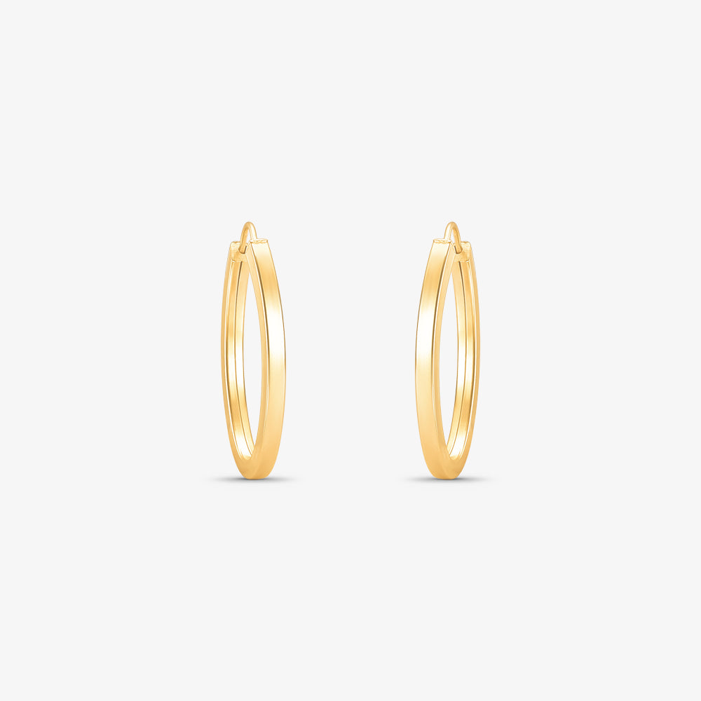 Brinco Argola Oval Fio Quadrado em Ouro Amarelo 18K
