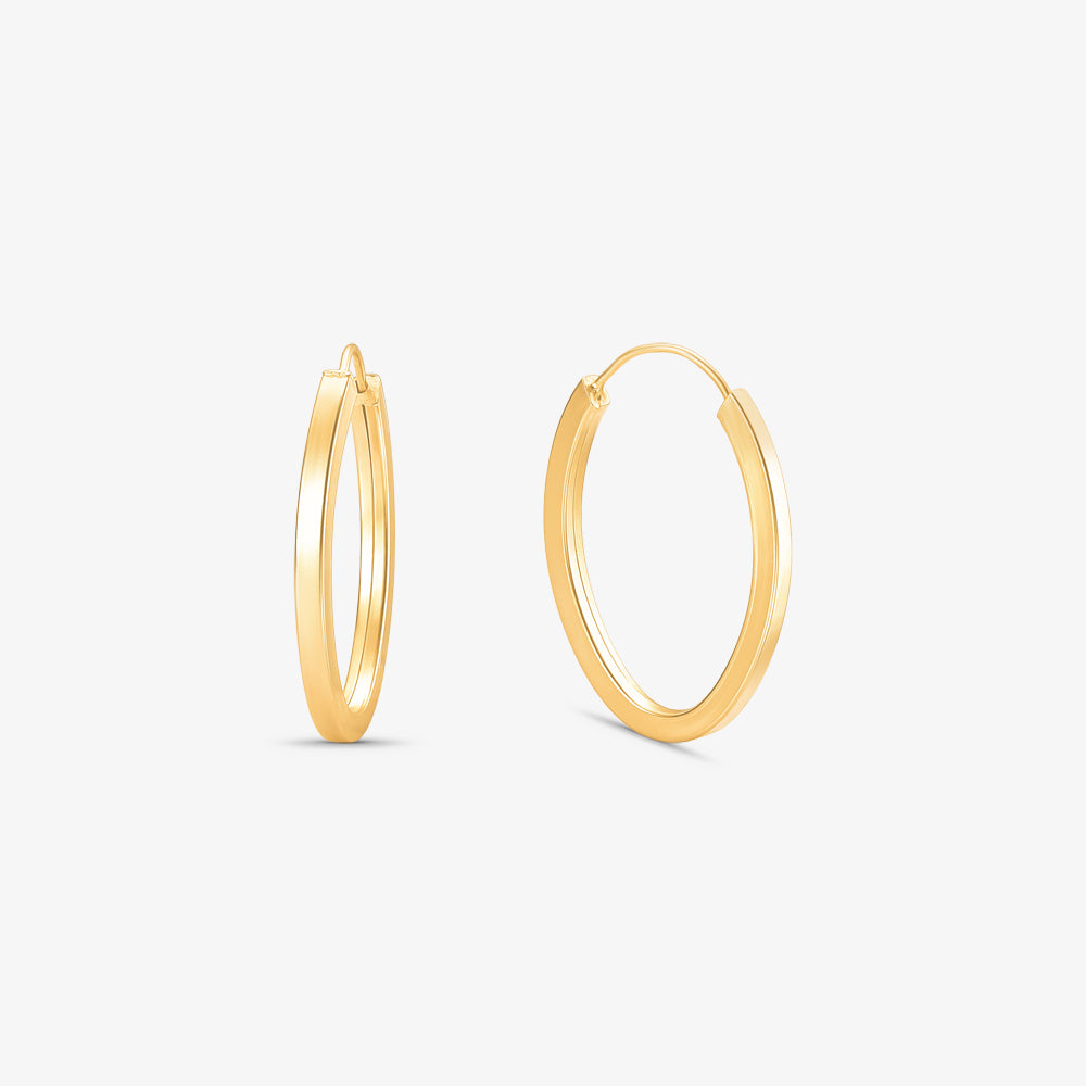 Brinco Argola Oval Fio Quadrado em Ouro Amarelo 18K