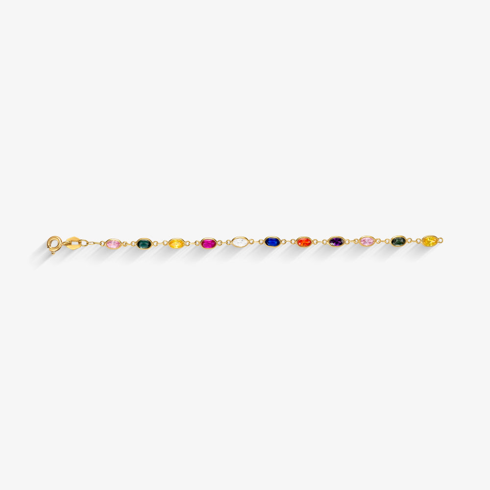 Pulseira com Pedras Coloridas em Ouro Amarelo 18K