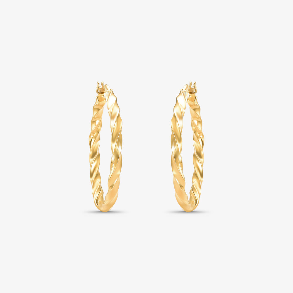 Brinco Argola Redonda Torcida em Ouro Amarelo 18K