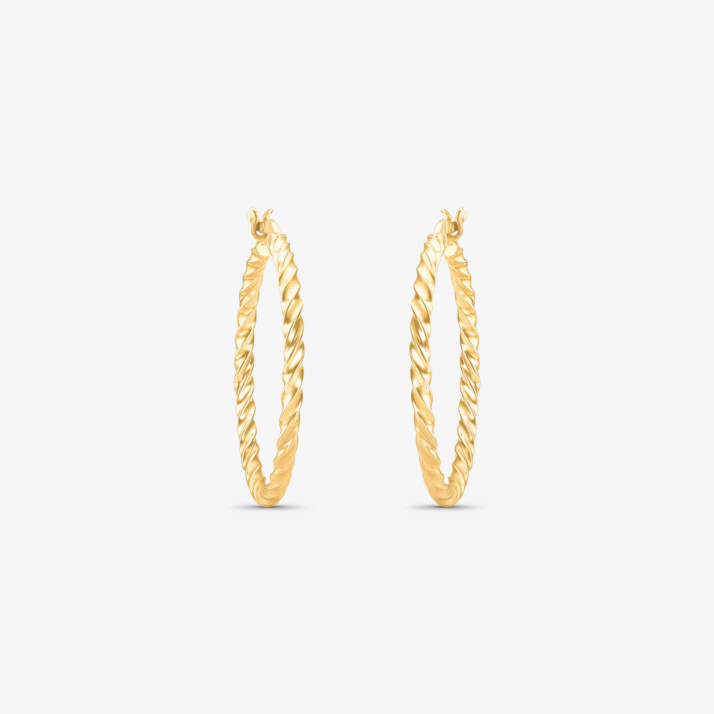 Brinco Argola Redonda Torcida em Ouro Amarelo 18K