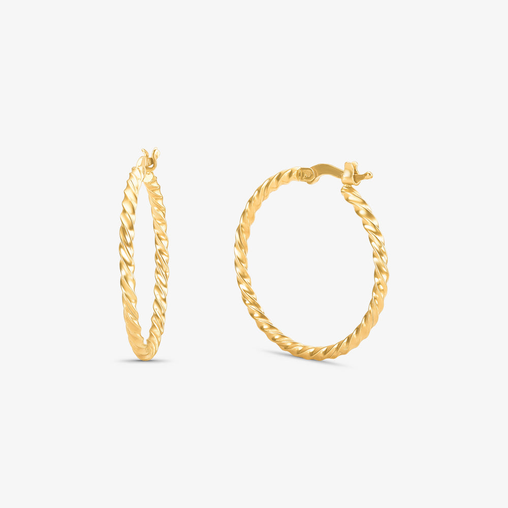 Brinco Argola Redonda Torcida em Ouro Amarelo 18K