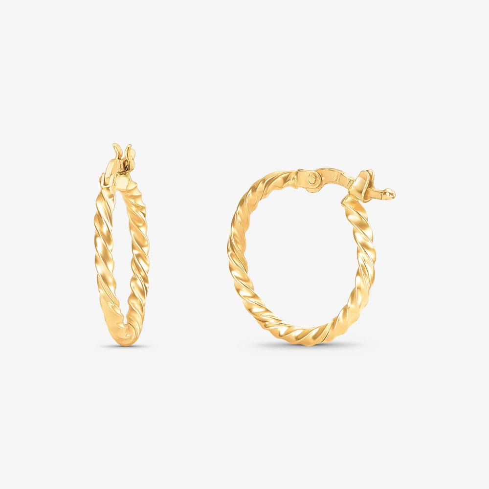 Argola Redonda Torcida 20mm em Ouro Amarelo 18K