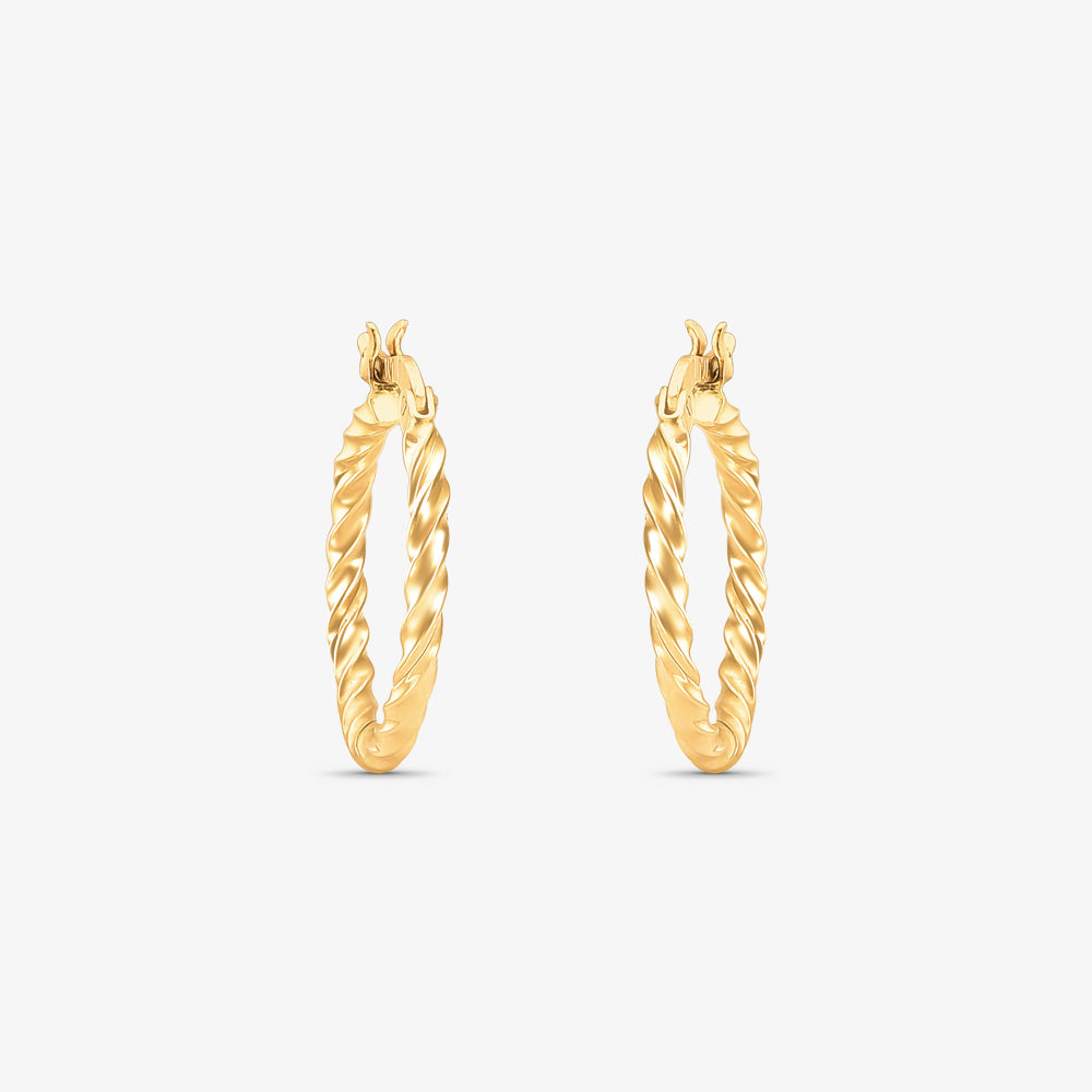 Argola Redonda Torcida 20mm em Ouro Amarelo 18K