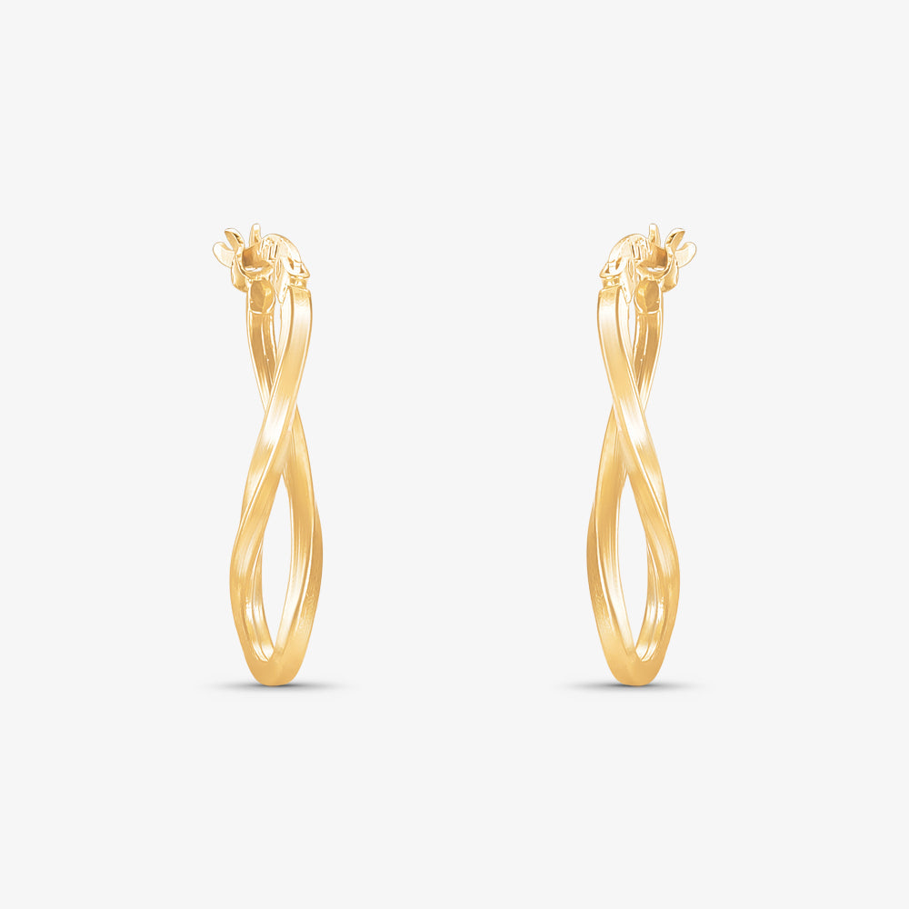 Argola Redonda Torcida em Ouro Amarelo 18K