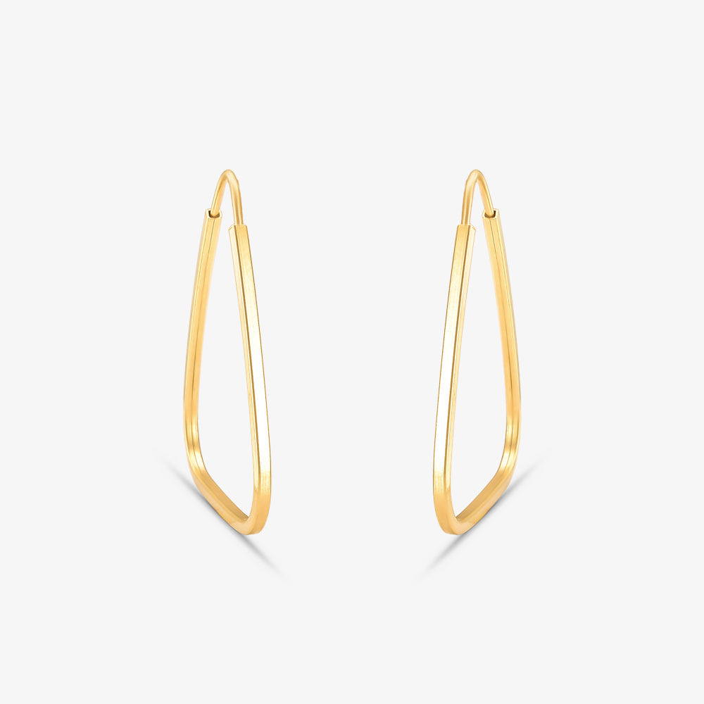 Brinco Argola Fio Quadrado com Base Triangular em Ouro Amarelo 18K