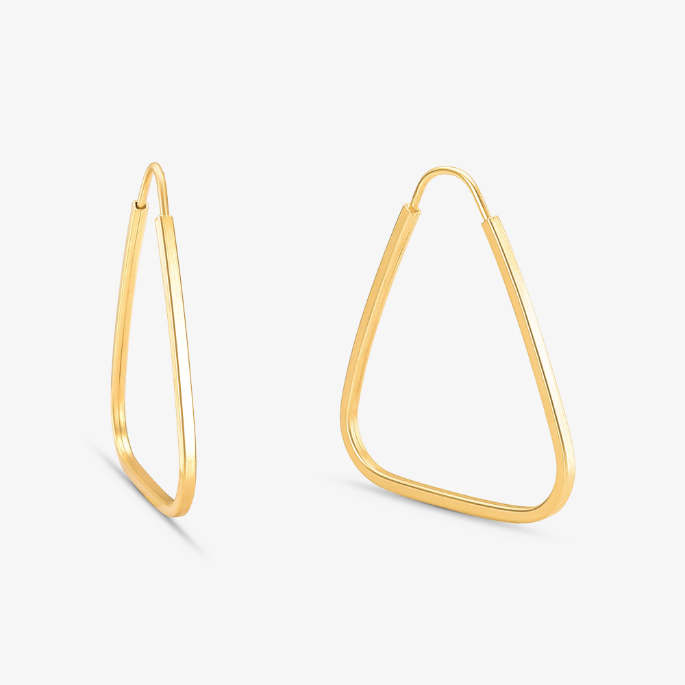 Brinco Argola Fio Quadrado com Base Triangular em Ouro Amarelo 18K