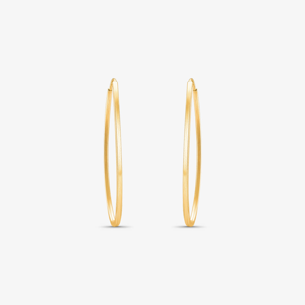 Brinco Argola Fio Quadrado Froma Oval em Ouro Amarelo 18K