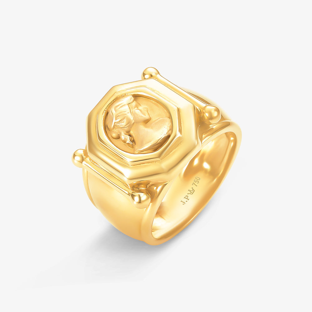 Anel Busto Artêmis em Ouro Amarelo 18K