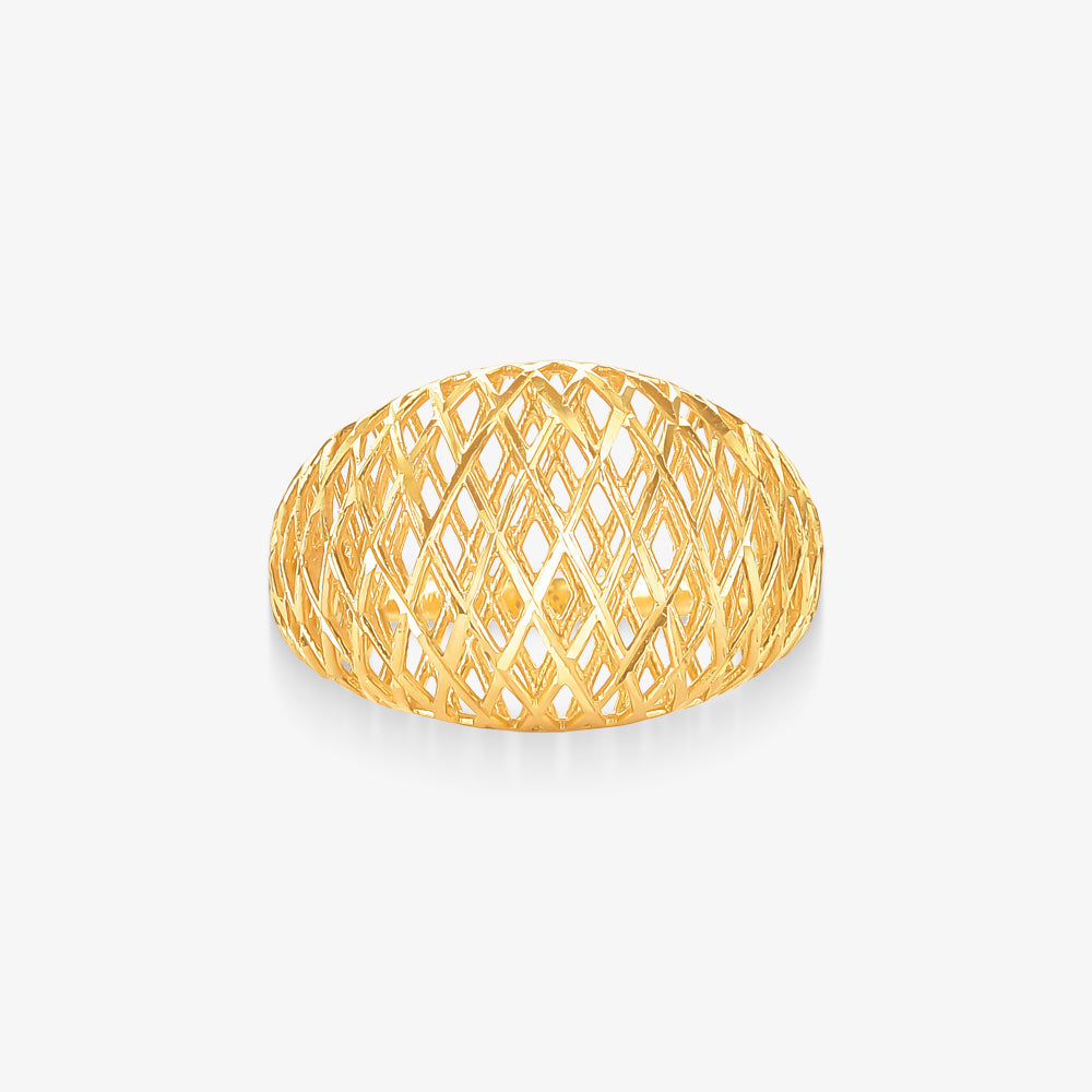 Anel Vazado Estamparia em Ouro Amarelo 18K