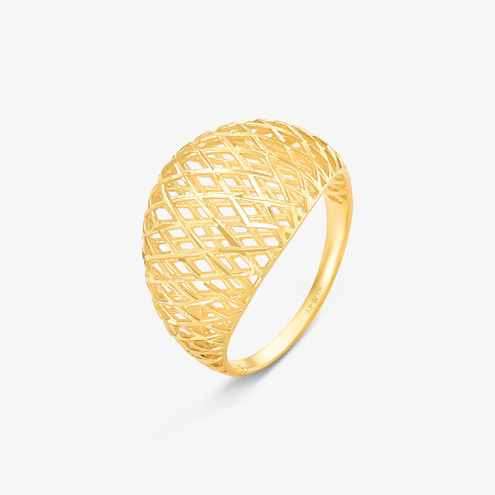 Anel Vazado Estamparia em Ouro Amarelo 18K