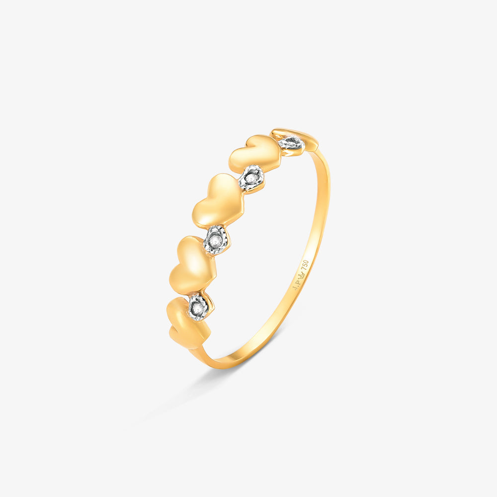 Anel Coração com Diamante em Ouro Amarelo 18K