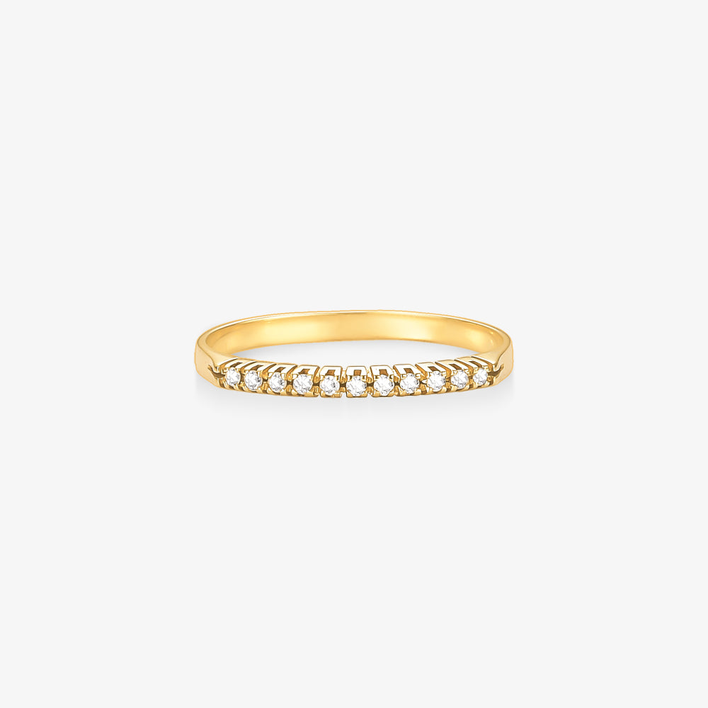 Anel Glow Meia Aliança com Diamantes em Ouro Amarelo 18K