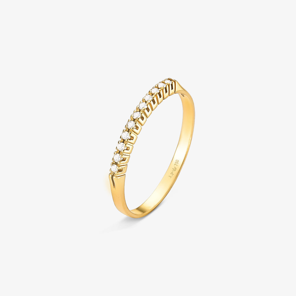 Anel Glow Meia Aliança com Diamantes em Ouro Amarelo 18K