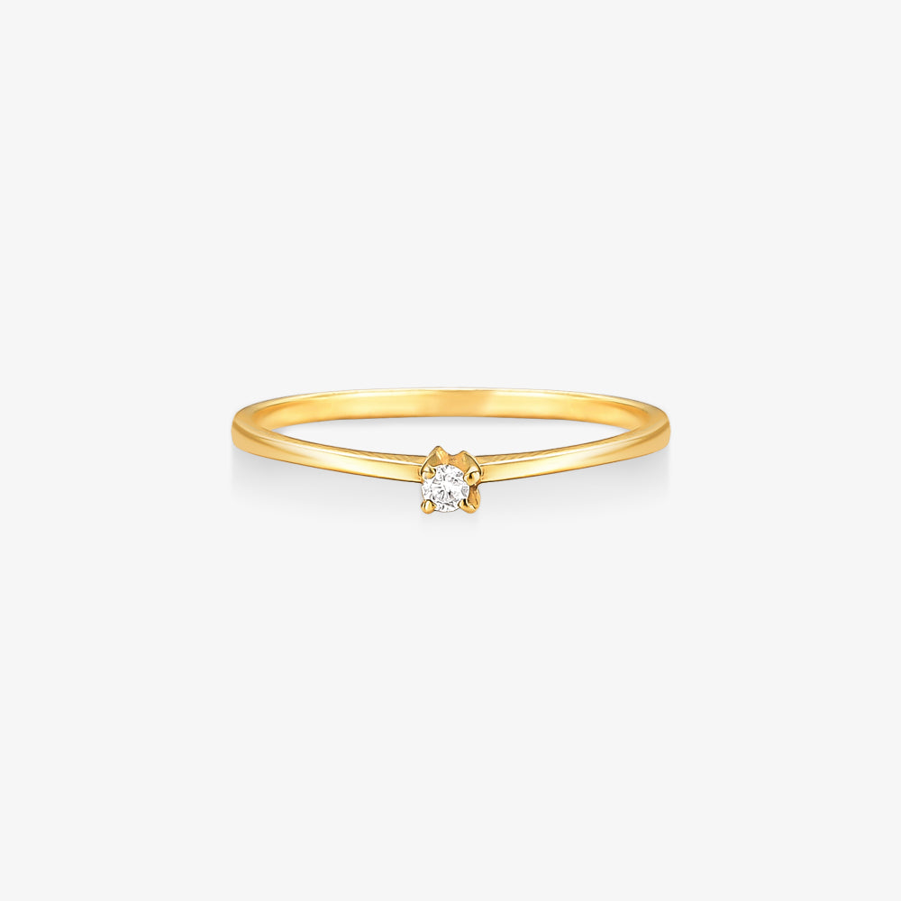 Anel Solitário Jade com Diamante  em Ouro Amarelo 18K