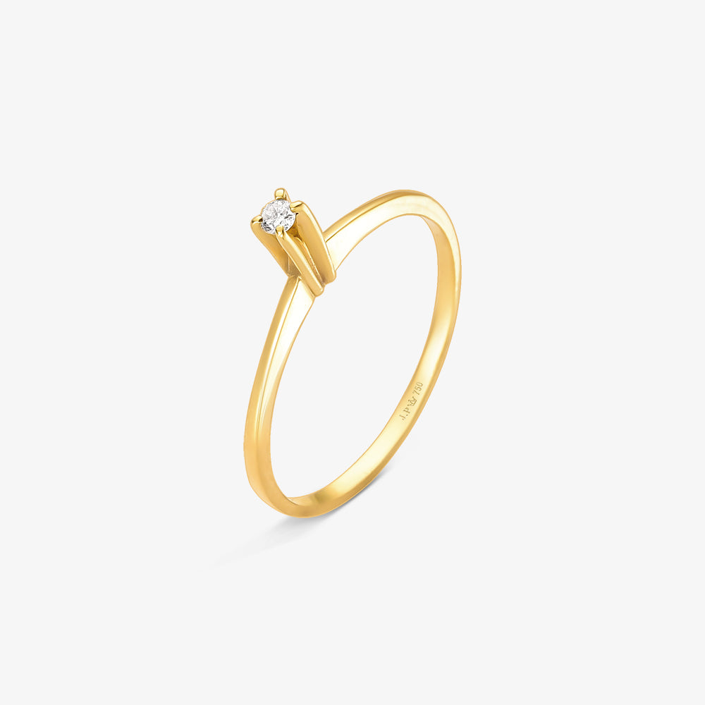 Anel Solitário Jade com Diamante  em Ouro Amarelo 18K