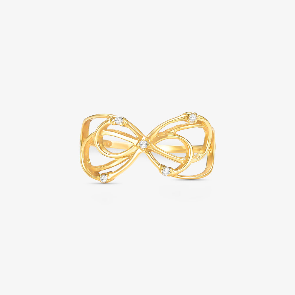 Anel Laços com Diamante em Ouro Amarelo 18K