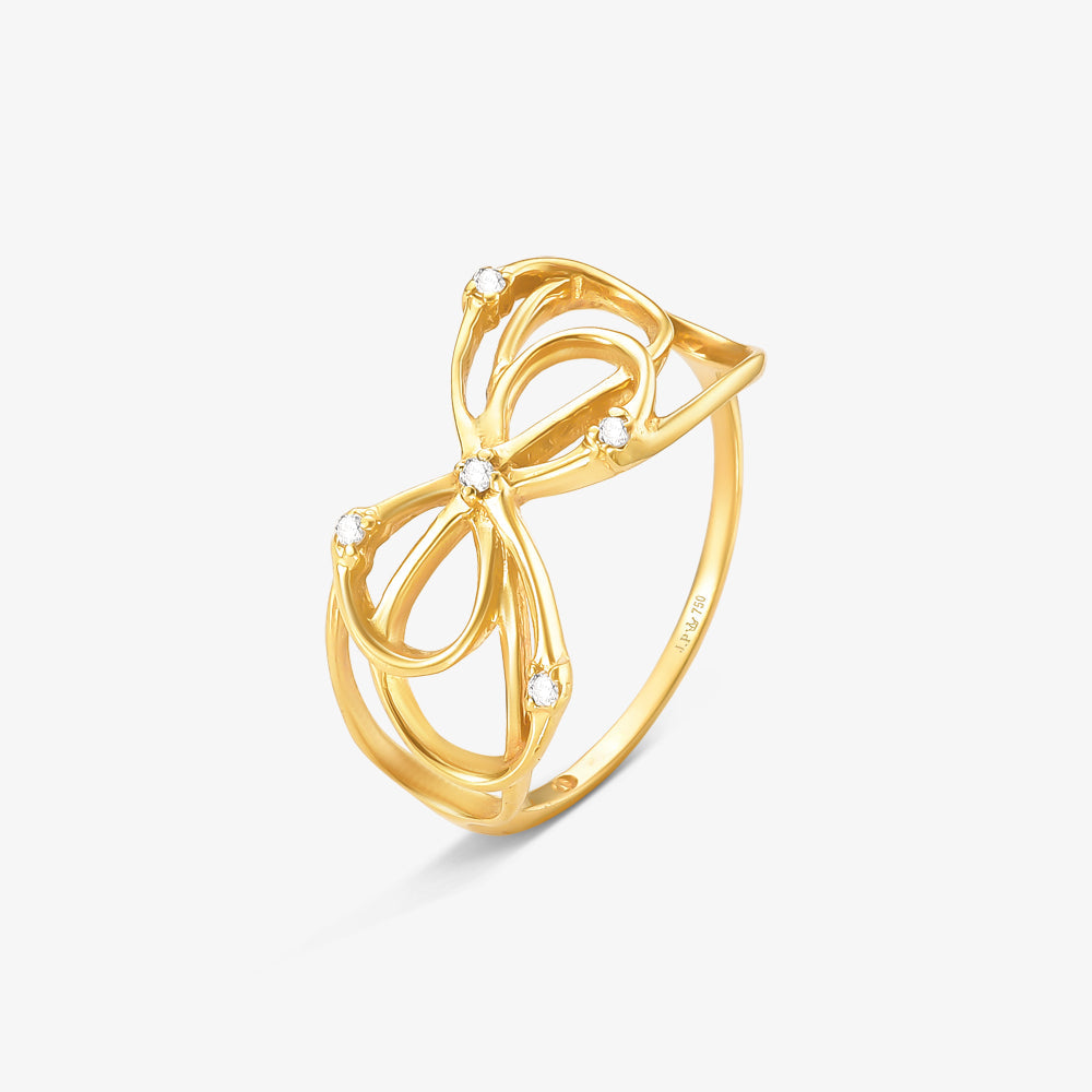 Anel Laços com Diamante em Ouro Amarelo 18K