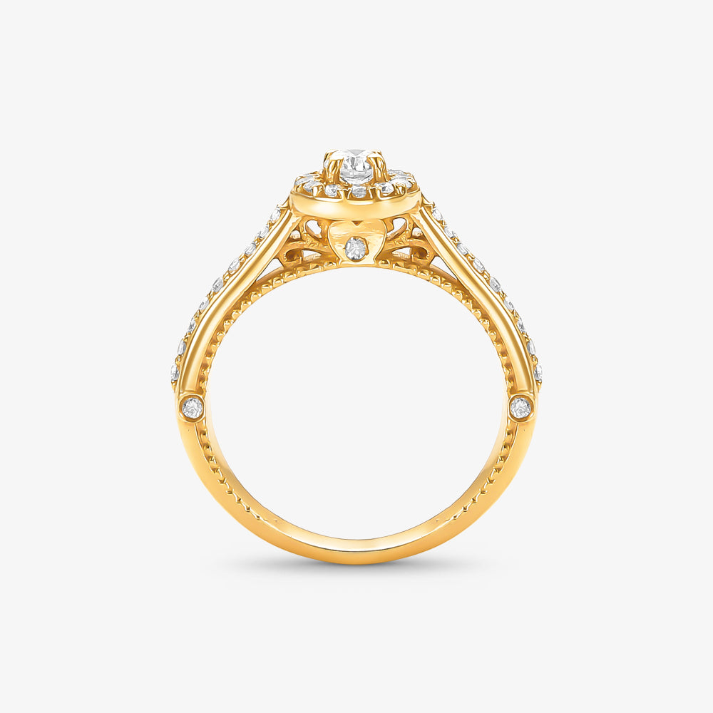 Anel Solitário Marquise com Diamante em Ouro Amarelo 18K