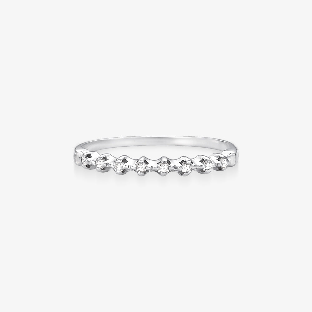 Anel Meia Aliança Joy com Diamantes em Ouro Branco 18K