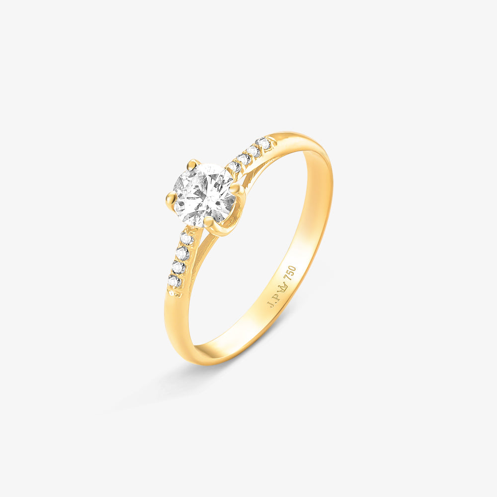 Anel Solitário Toi com Diamantes em Ouro Amarelo 18K