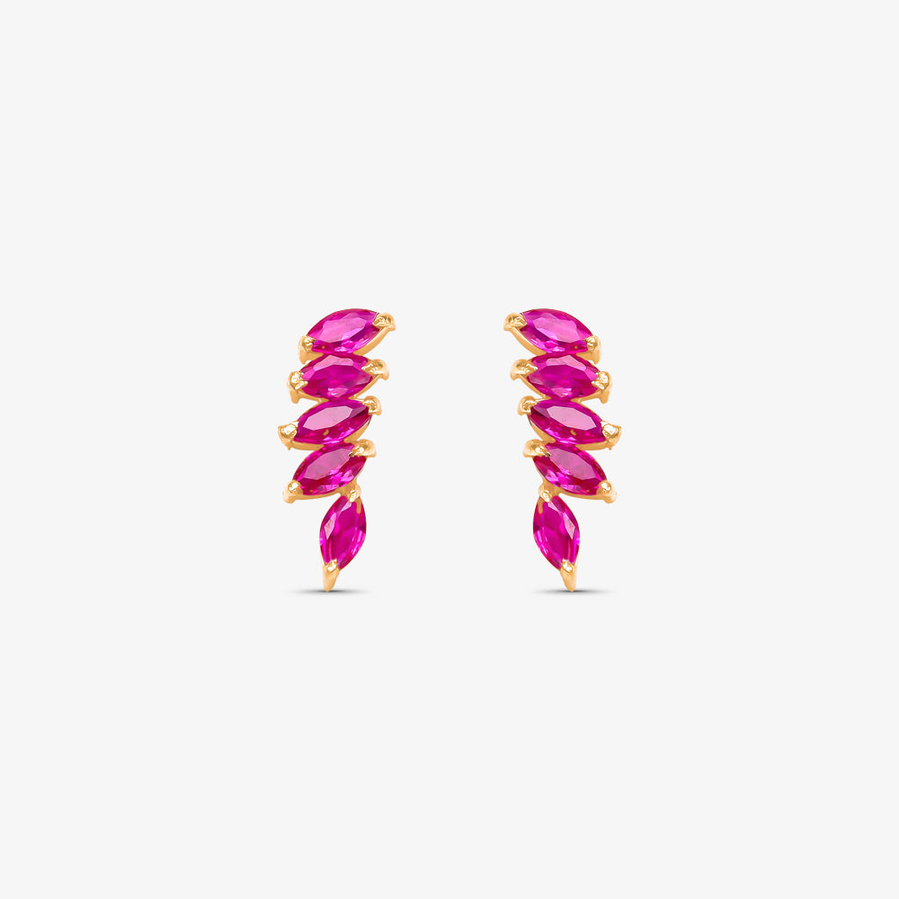 Brinco com Pedras Coloridas em Ouro Amarelo 18K