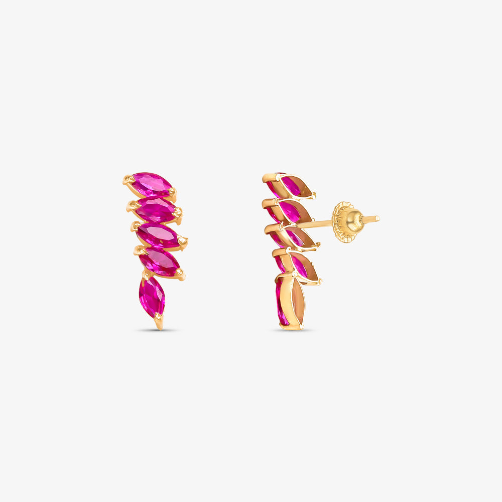 Brinco com Pedras Coloridas em Ouro Amarelo 18K