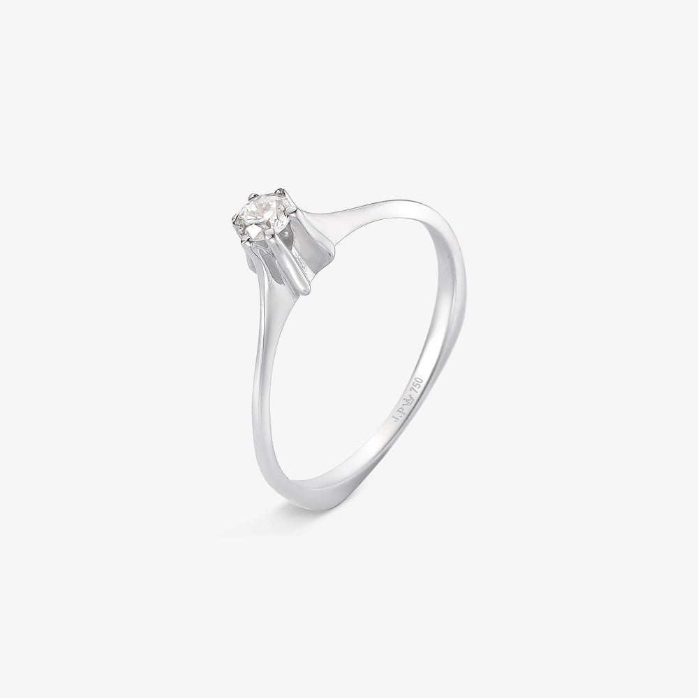 Anel Solitário Prisma com Diamante em Ouro Branco 18K